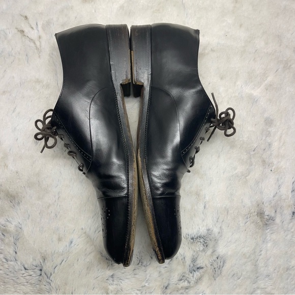 Salvatore Ferragamo Mens Black Leather Cap Toe Dress Shoes SZ 8.5 - Picture 7 of 16